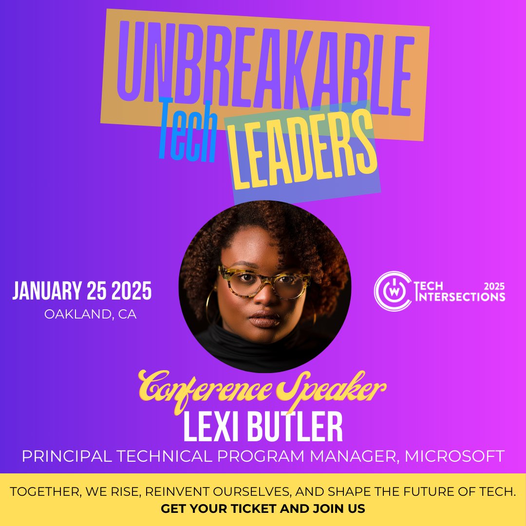 tech_intersect's tweet image. Corporate culture won’t lead to your liberation but knowing yourself and aligning your work with your values can. Build your purpose and power with Lexi Butler.
🗓️ Jan 25 | #MillsCollege #Oakland
🎟️ Tickets: bit.ly/2025techinters…
#TechIntersections #WOCinTech