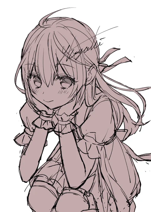 ひぇーーー、ぎゃんかわ…(自画自賛)カラーイラスト描きたくてラフったけど続きが描けるかわからん…!!! 