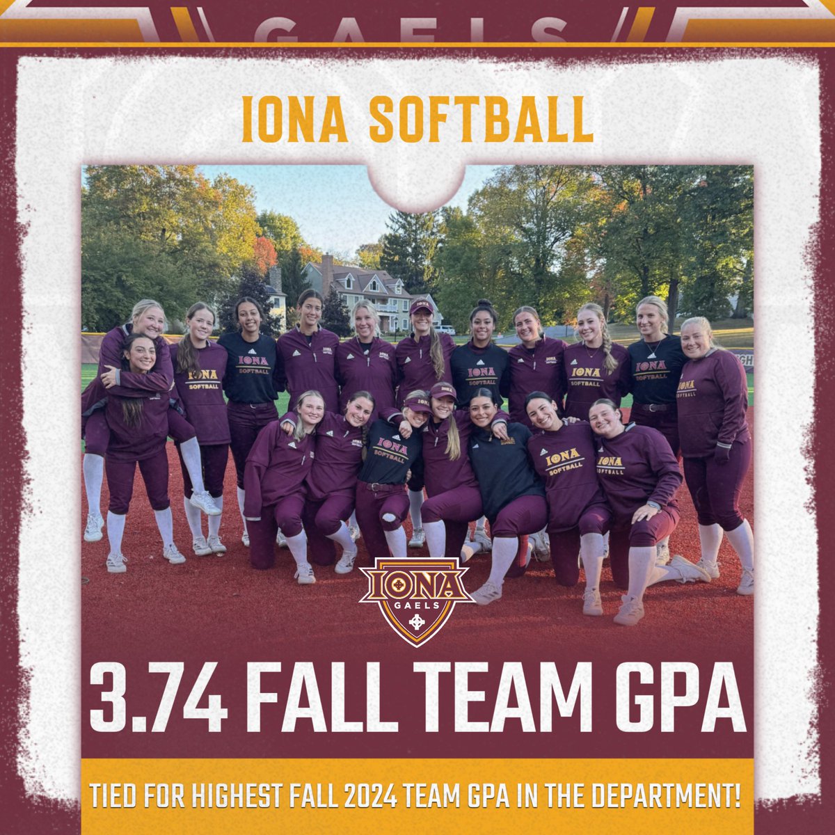 Great fall semester for the Gaels in the classroom 📚👏

The 3.74 team GPA was tied for the highest team GPA in the athletic department this past fall!

#GaelNation