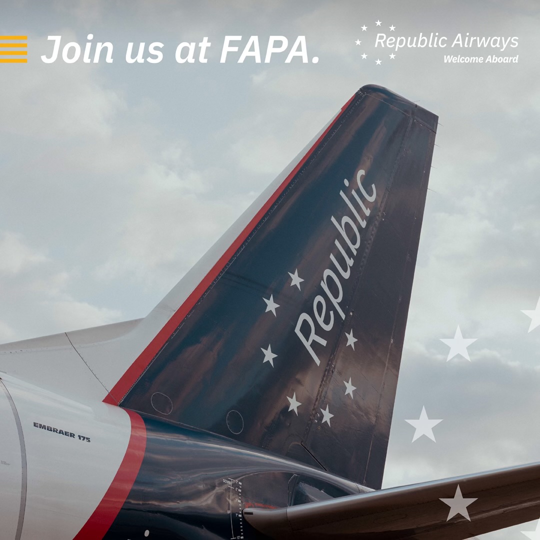Join Republic Airways at FAPA. 

Whether you are an aspiring Airline Pilot or an experienced Airline Captain, stop by Republic's booth at the MCO FAPA Pilot Job Fair in Orlando on January 17 to learn about career opportunities and pathway programs with Republic Airways!

Details: