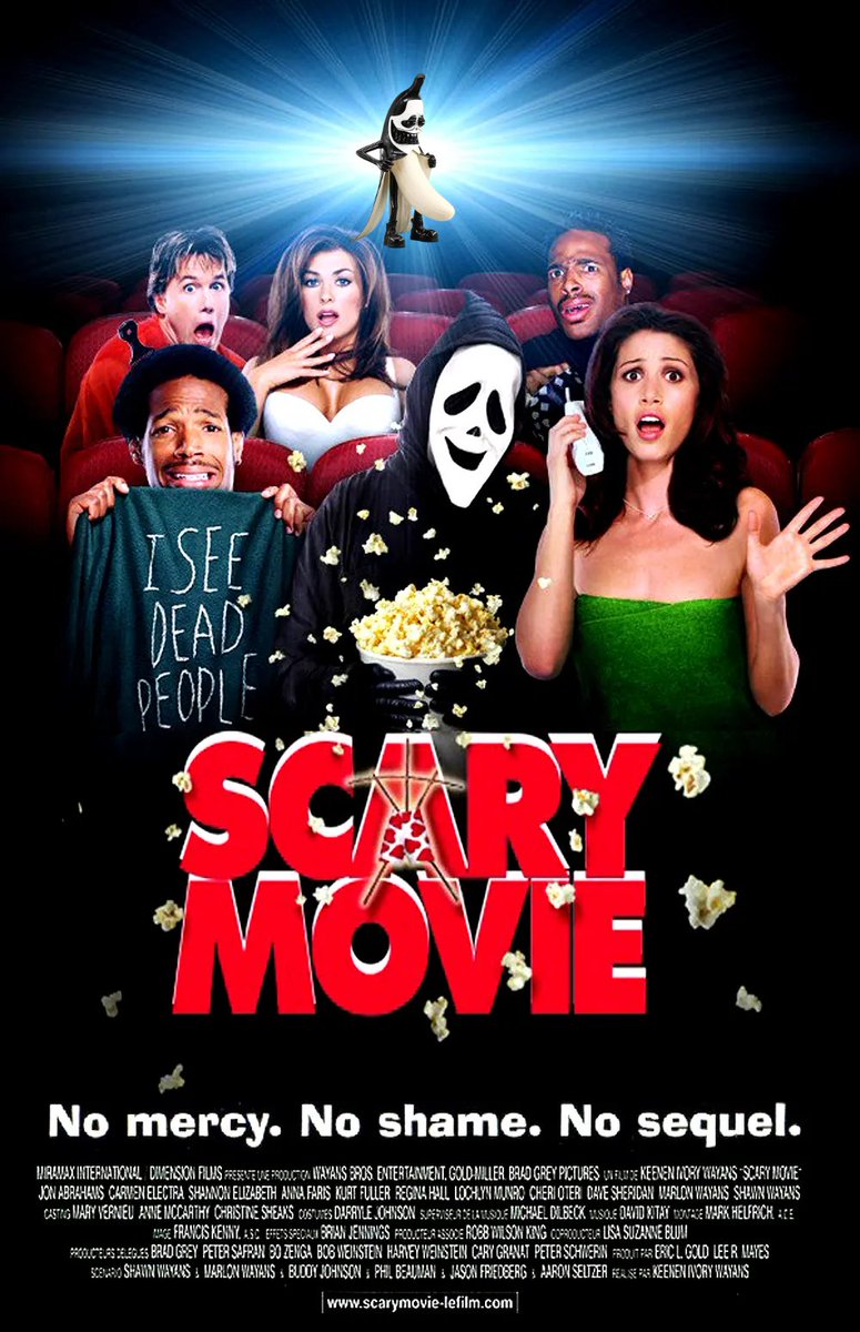 "Scary Movie," cosplayed by Banana Sir, is a comedy film series that parodies classic horror movies and pop culture. With its over-the-top imitations and absurd humor, the series cleverly satirizes iconic films while engaging audiences with its playful take on popular culture.
