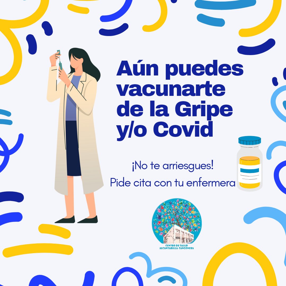 ¡Protégete de la gripe! Aún estás a tiempo de vacunarte

Y si tienes más de 60 años o perteneces a un grupo de riesgo además protégete del COVID .

Si todavía no te has vacunado, pide cita con tu enfermera.

💻 Recuerda: La cita web estará abierta durante todo el mes de enero.
