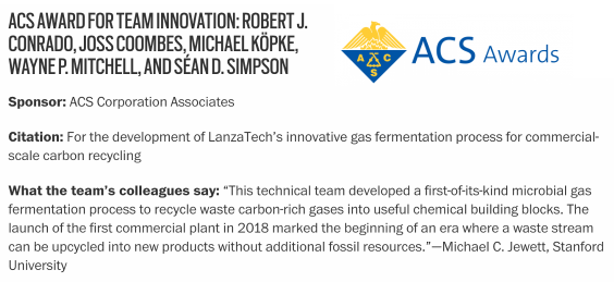 LanzaTech's tweet photo. ICYMI Our team received @AmerChemSociety Award for Team Innovation 2025! The award recognizes our #FOAK gas fermentation process for commercial-scale carbon recycling. It was a 13 yr journey to launch the 1st commercial facility in 2018 (& 5 more since)!
https://t.co/UiFJQU50Ud https://t.co/hQgy6kVxPW
