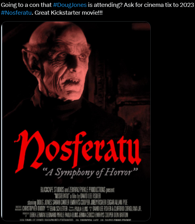 rferritto's tweet photo. #Nosferatu 2024 movie in cinemas is ok. A little more graphic then needed.
Look for the 2022 Nosferatu with #DougJones. It's fantastic and was done for the 100th anniversary of the 1922 movie. Pays more homage to the original. https://t.co/kLwlycJmDU