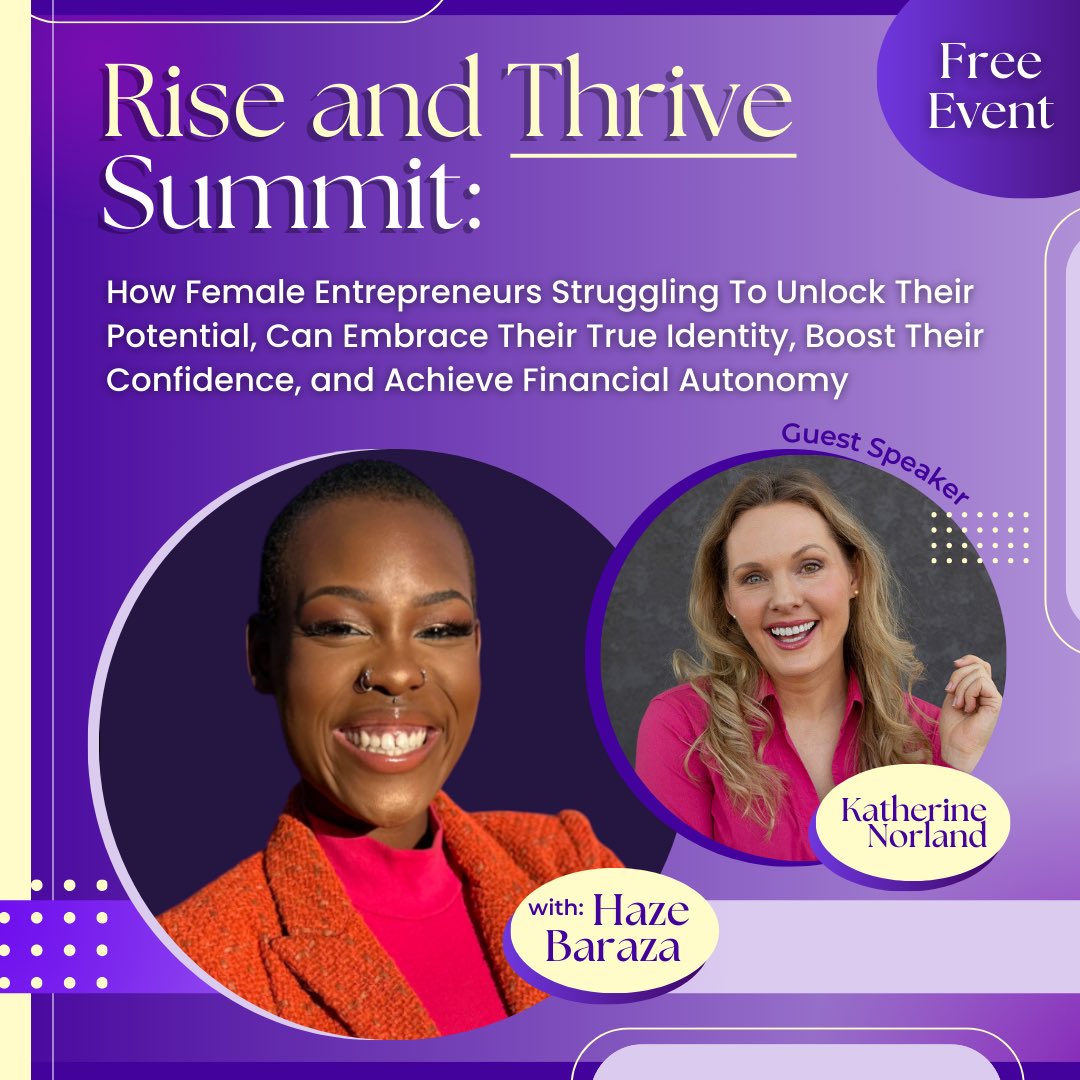 katnorland's tweet photo. I’ll be speaking at the Rise and Thrive Summit. This FREE online event is for women ready to unlock their potential, boost their confidence, and gain financial freedom. 🌟

👉 https://t.co/73S6LXs8Bh

#UnlockYourPotential #ConfidenceUnlocked #FinancialFreedom #FemaleEntrepreneurs https://t.co/ktXWdiv7DS