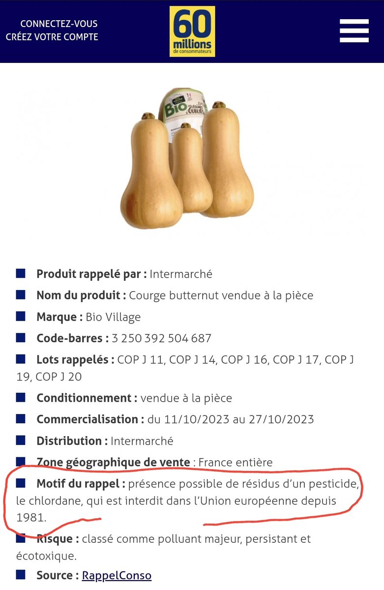 Babtou100's tweet photo. @Poulin2012 En 2023 déjà 😖
Pour un produit interdit depuis.... 1981 !
#BioVillage #Intermarché #Leclerc @intermarche @Leclerc https://t.co/8vYuNp4Oqm