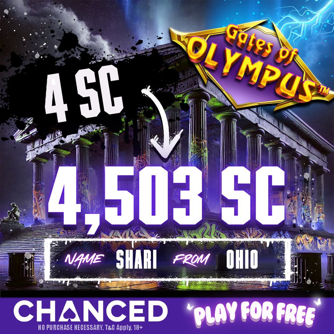 Chanced.com (@realchanced) on Twitter photo โก๏ธ๐ฑ SHARI from Ohio just turned 4 SC into a 4,503 SC on Gates of Olympus! ๐ฐ๐ฅ This win is absolutely GODLY! ๐ฅ
๐ธ Want a shot at some bonus SC? Weโre giving away 5 SC to 5 lucky winners! ๐ค Hereโs how to enter:
1๏ธโฃ LIKE + RT this post
2๏ธโฃ COMMENT Congratulations to Shari!
3๏ธโฃ โก๏ธ๐ฑ SHARI from Ohio just turned 4 SC into a 4,503 SC on Gates of Olympus! ๐ฐ๐ฅ This win is absolutely GODLY! ๐ฅ
๐ธ Want a shot at some bonus SC? Weโre giving away 5 SC to 5 lucky winners! ๐ค Hereโs how to enter:
1๏ธโฃ LIKE + RT this post
2๏ธโฃ COMMENT Congratulations to Shari!
3๏ธโฃ