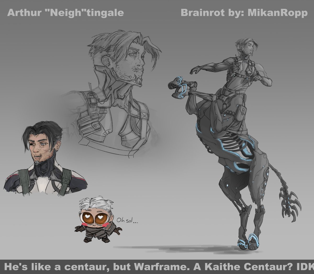 MikanRopp's tweet photo. Well, Half Horse Half Man on loop for 12 hours, while also being infatuated with Arthur...

Here's the result of my delusions🥴 
@PlayWarframe https://t.co/RXx0sZWULy