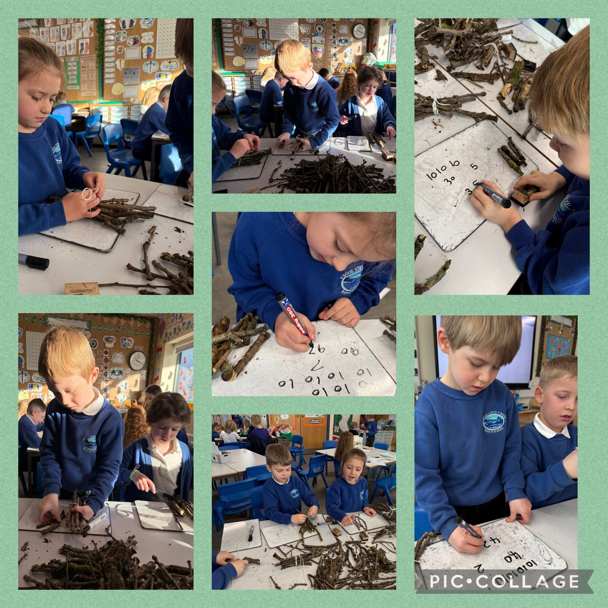 rhosstreet's tweet photo. In maths, Blwyddyn 2 have been working hard embedding their knowledge of tens and units. They collected 10cm sticks and tied them up in bundles of 10, making it so much easier to skip count. The used whiteboards to record their counting.๐คฉ #RSSnum #RSScfw #RSSol #RSSeco https://t.co/TSnl8DMslD