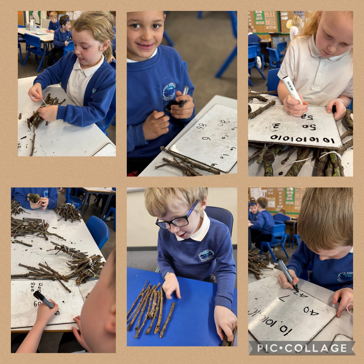 rhosstreet's tweet photo. In maths, Blwyddyn 2 have been working hard embedding their knowledge of tens and units. They collected 10cm sticks and tied them up in bundles of 10, making it so much easier to skip count. The used whiteboards to record their counting.๐คฉ #RSSnum #RSScfw #RSSol #RSSeco https://t.co/TSnl8DMslD