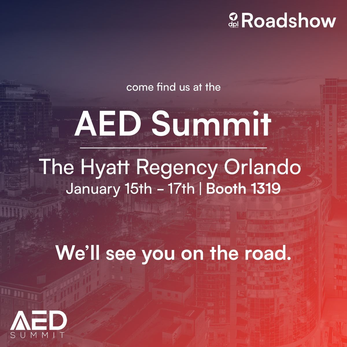 dpltelematics's tweet photo. Tomorrow the #dplroadshow hits Florida! You can find us at the @AEDSocial Summit in Orlando Jan 15th - 17th! Our knowledgable team are ready and happy to meet you at our booth. Come say hey and learn how we can help better protect your gear 🚜🛠️🦺

https://t.co/9ikCBtKHvi https://t.co/u7kxVj1UK8