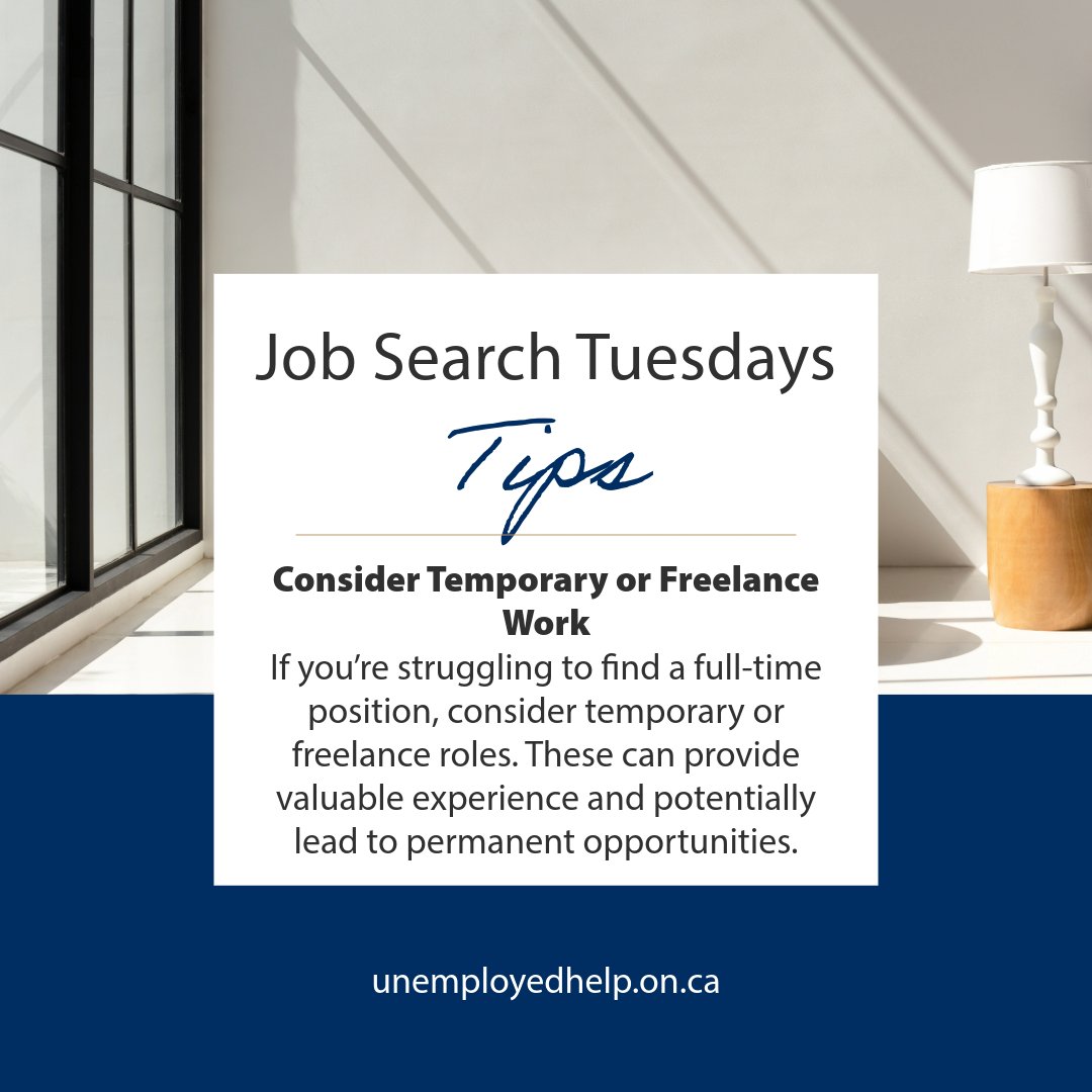 UnemployedHelp1's tweet image. Struggling to find a full-time position? Consider temporary or freelance work. These roles can offer valuable experience and may lead to permanent opportunities. 

#JobHunt #Freelance #TemporaryWork #CareerTips #JobSearch #Jobsearchtuesdays