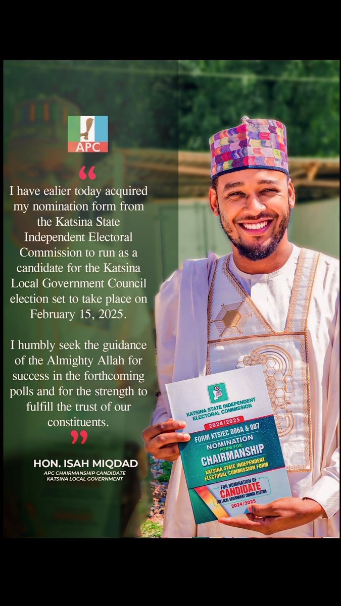 Exactly one month from now, we will be heading to the polls to choose the next chairman of Katsina Local Government (Metropolis). I humbly ask for your support and vote on this crucial day. While I do not claim to be the perfect candidate, I am confident that I will bring a fresh