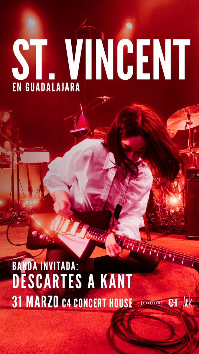 DescartesaKant's tweet image. Descartes a Kant + @st_vincent en GUADALAJARA! Boletos en el link de la bio ✨ 🎟️🎟️🎟️✨