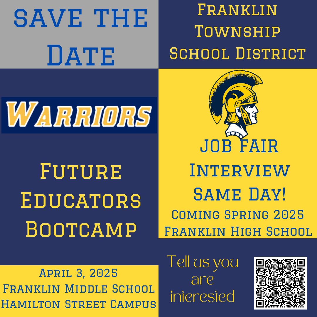 Corey Cohen (@mrcohenhsc_ftps) on Twitter photo Are you interested in becoming an educator? Are you interested in a Job in Franklin Township Public Schools. We have two amazing opportunities for you.
<a href="/Plummer_FTPS/">Daryn Plummer(He/Him/His)</a> <a href="/WNews_FTPS/">WNews_FTPSchools</a> Are you interested in becoming an educator? Are you interested in a Job in Franklin Township Public Schools. We have two amazing opportunities for you.
<a href="/Plummer_FTPS/">Daryn Plummer(He/Him/His)</a> <a href="/WNews_FTPS/">WNews_FTPSchools</a>