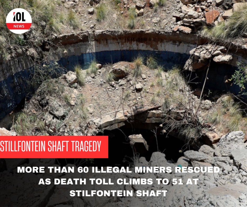 IOL's tweet photo. A total of 66 illegal miners have been rescued on Tuesday during renewed operations at shaft 11 in Stilfontein, North West.
#news #tragedy #stillfontein #illegalminers #shaft11 #northwest

Read on
https://t.co/ycTDspW70J https://t.co/HgPP9bEmEV
