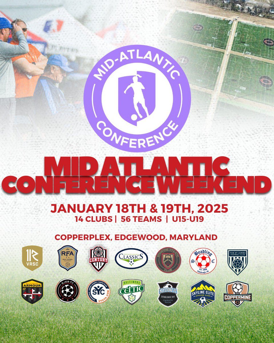 We’re excited to represent at the Mid-Atlantic Conference Weekend! Looking forward to competing with top clubs and showcasing our talent. #RepCentury