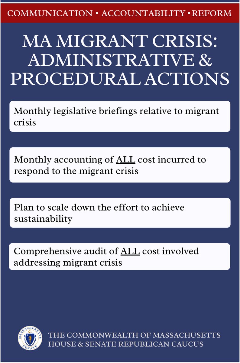Today, I was proud to stand with my Republican colleagues in the House and Senate to call for legislative action and new administrative and procedural actions to address the disastrous, expensive migrant crisis happening in Massachusetts.