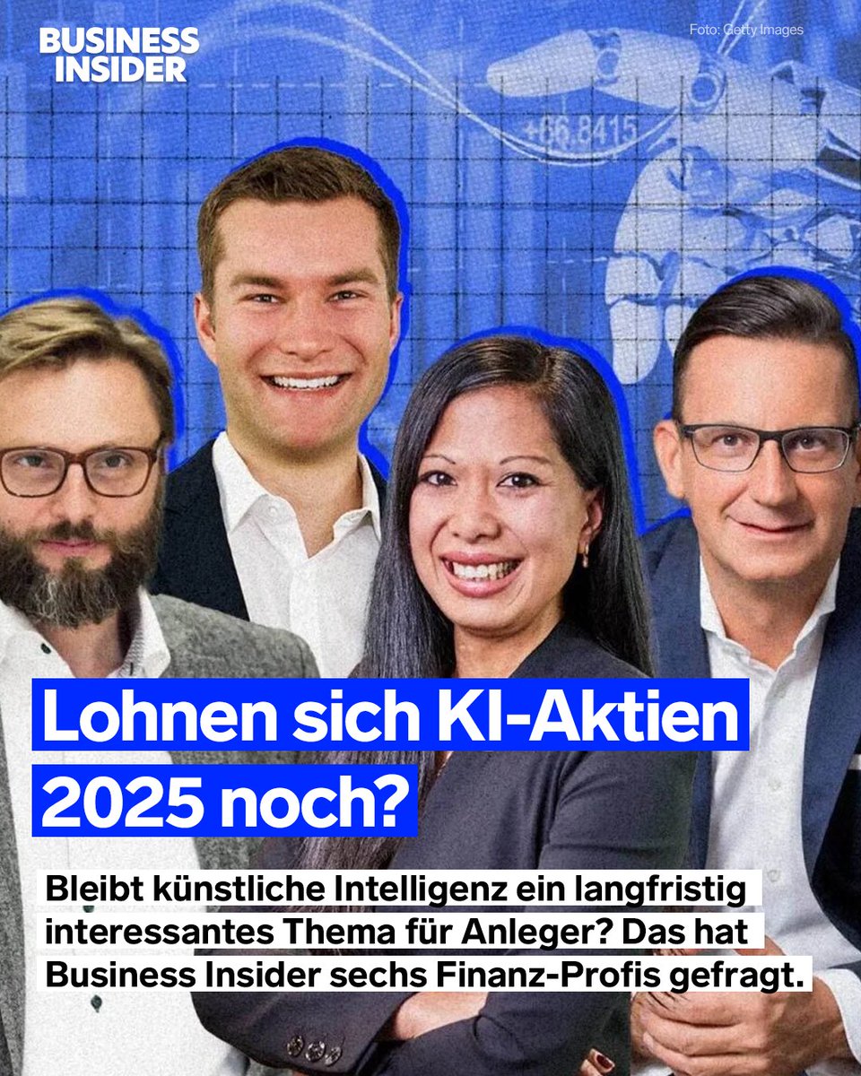 Das hat Business Insider sechs Finanz-Profis gefragt.
Die Experten halten KI auch langfristig für relevant – warnen aber, dass die aktuellen hohen Bewertungen mancher KI-Aktien möglicherweise nicht gerechtfertigt sind.

businessinsider.de/wirtschaft/fin…