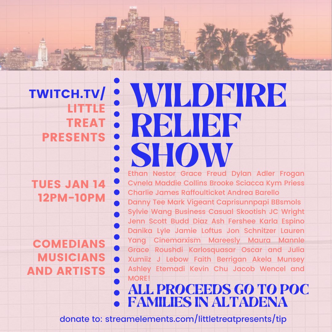 LIVE RAISING MONEY FOR WILDFIRE RELIEF WITH THE POWER OF COMEDY AND CLOWN  twitch.tv/littletreatpre… donate at streamelements.com/littletreatpre…