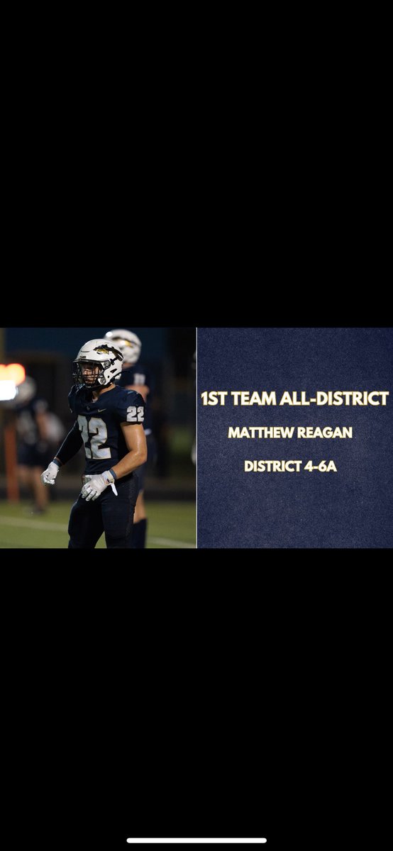 Honored to receive first team all district in the 6a D1 division