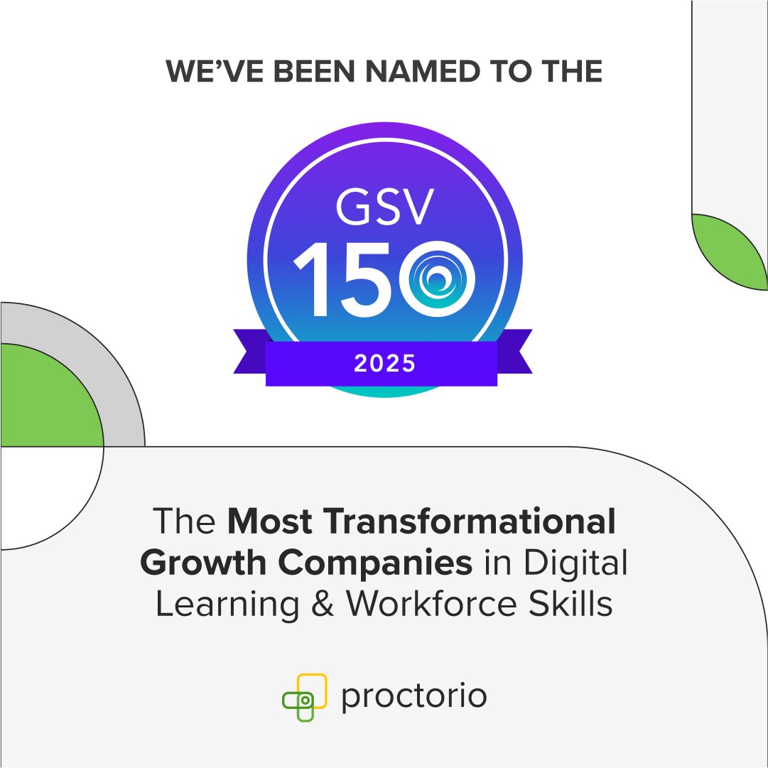proctorio's tweet photo. 🎉 We’ve made the 2025 GSV 150: GSV’s annual list of the most transformational growth companies in digital learning and workforce skills! @asugsvsummit 
#Proctorio #GSV150 #ASUGSVSummit #OnlineProctoring #EdTech Learn more: https://t.co/3R34d7wlaX https://t.co/IPSICWQyS6