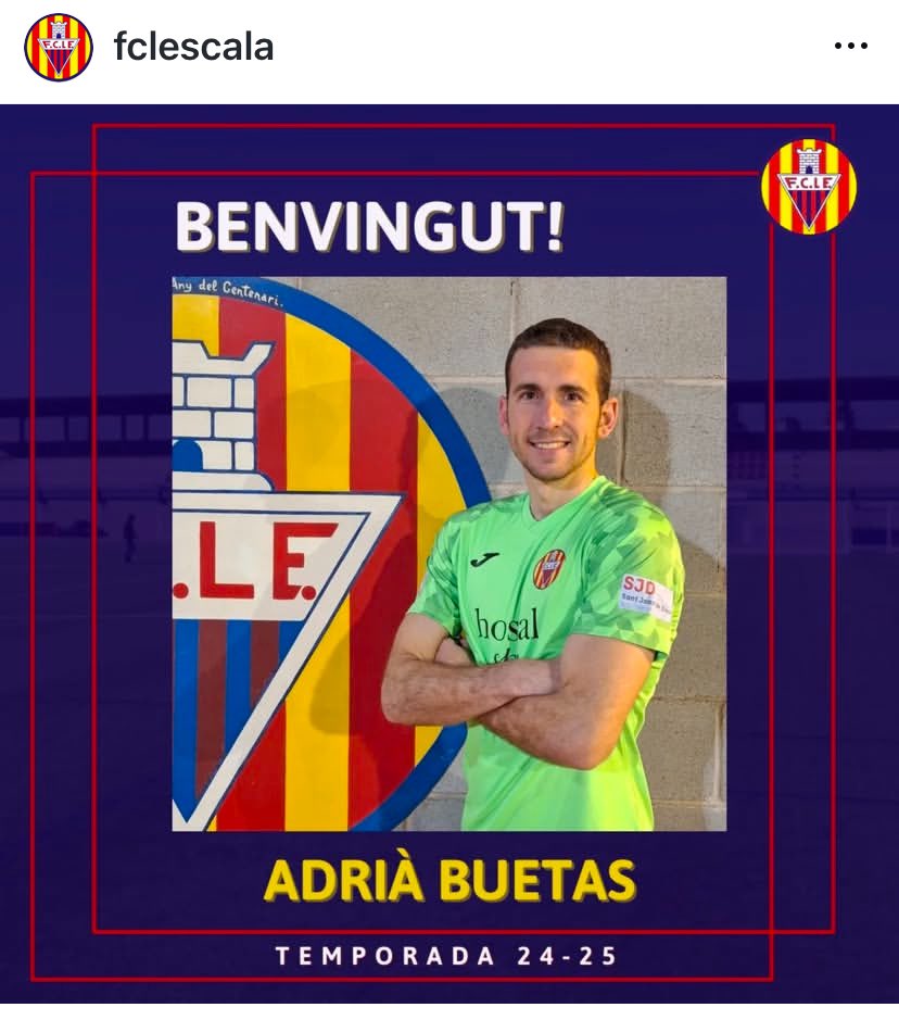 ✍🏼🥅⚽️🧤 

Fe, trabajo, humildad e ilusión.

#3rfef 

🔴🔵 <a href="/FCLESCALA/">FC L'ESCALA</a>