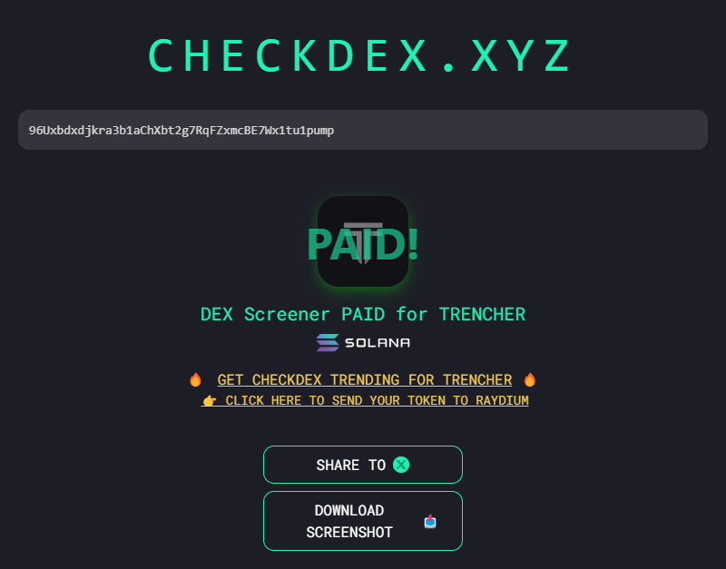 TrencherAI_'s tweet photo. DEX IS PAID https://t.co/FI9HJpBpjf