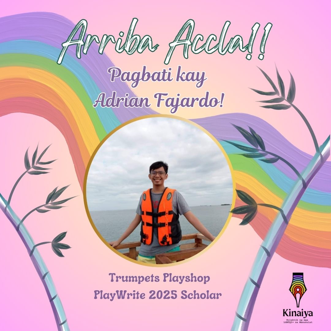 KinaiyaKolektib's tweet photo. CONGRACHIBELS to our beloved badings! 🥰 May pakak na nominayshown at bonggang iskolariz! Proud ang Kinaiya Kolektib sa inyong tagumpay!
Padayon, mga beks! Sa ngalan ng panitikang bakla! 🏳️🌈
#SulatPH #QueerPH #panitikangbakla https://t.co/nCQyHWGBRx