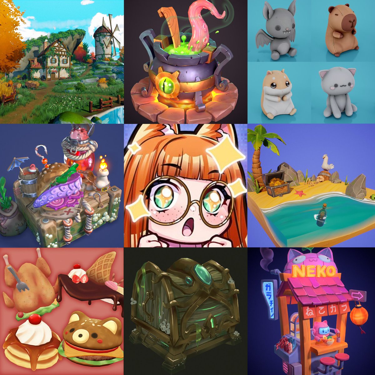 yuumilulu3d's tweet photo. Happy #PortfolioDay! 🌈

I’m Lulu, a freelance 3D Artist specialised in stylized environment and props 🌿 

Currently available for collaborations and commissions ✨🧸

🎨: https://t.co/4Yw9IqsQ65
💌: yuumilulu.art@gmail.com

#Stylized #3DArt #Cozy #GameArt #HandPaint https://t.co/EVGTC37q7p