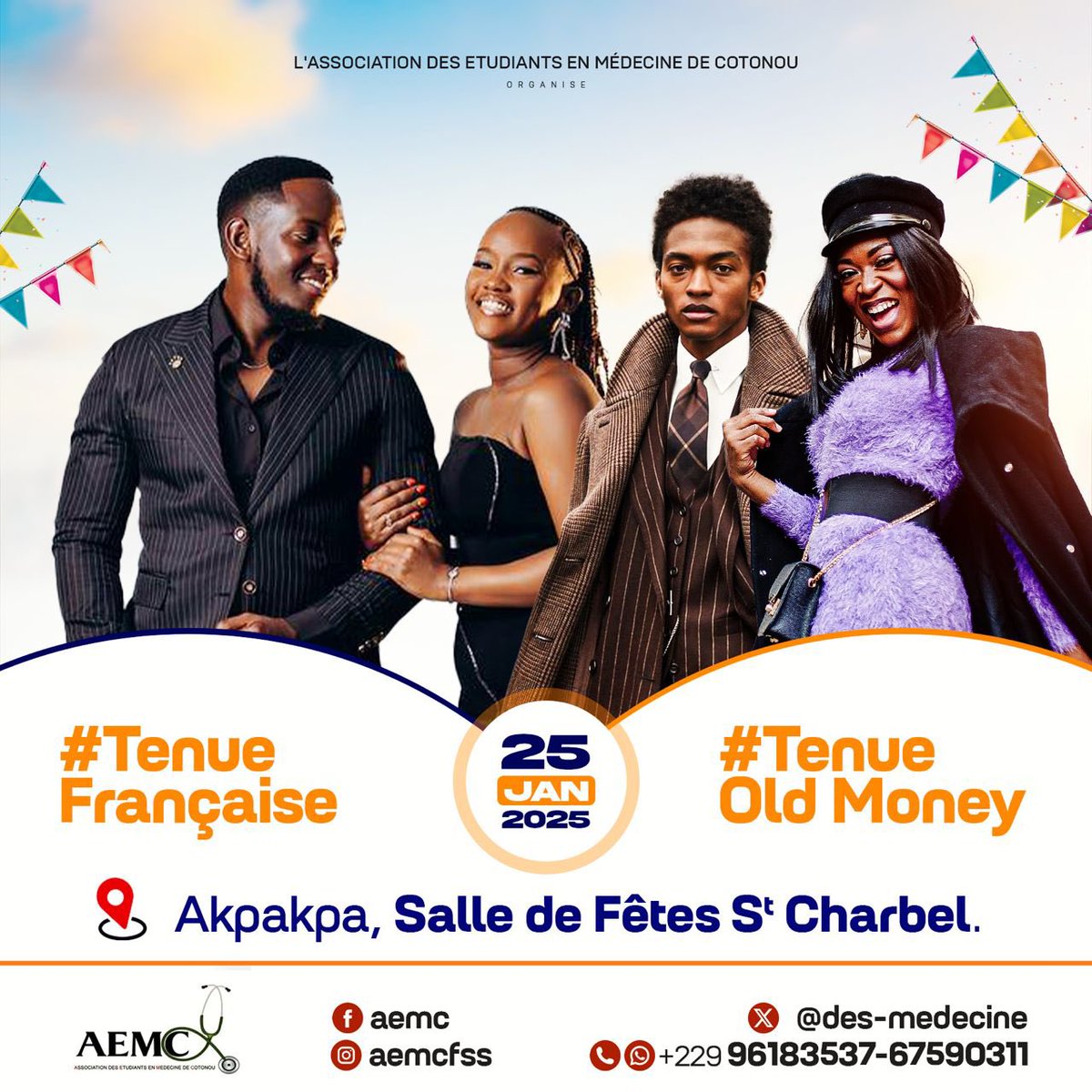 Les Peaky Blinders sont dans la place🔥✨🥰

Le 25 prochain, rejoins nous à la salle de fêtes  Saint Charbel d’Akpakpa dans ton plus beau style Old Money🧥 façon Thomas Shelby, ou opte pour une touche de classique tenue  française👔 pour une ambiance de folie. 🤩🔥✨