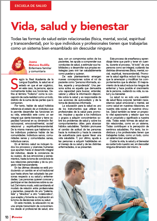 juanamateosrod's tweet photo. Comparto mis reflexiones sobre "La vida, la salud y el bienestar" en el espacio de la revista Humanizar, número dedicado a la salud holística. @Humanizar_es #revistahumanizar #saludholística https://t.co/lrNgeqKnMe