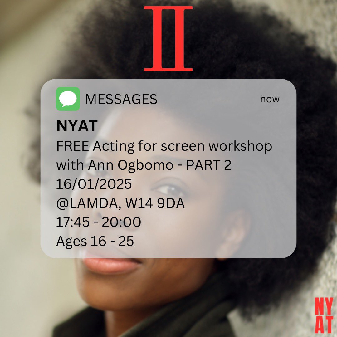 First workshop of the year 🕺💃

Following the success of our first workshop with Ann, we are back for another! Join us for Part 2 of this workshop series led by Ann Ogbomo 🙌

🔗 Sign up here - eventbrite.co.uk/e/acting-for-s…