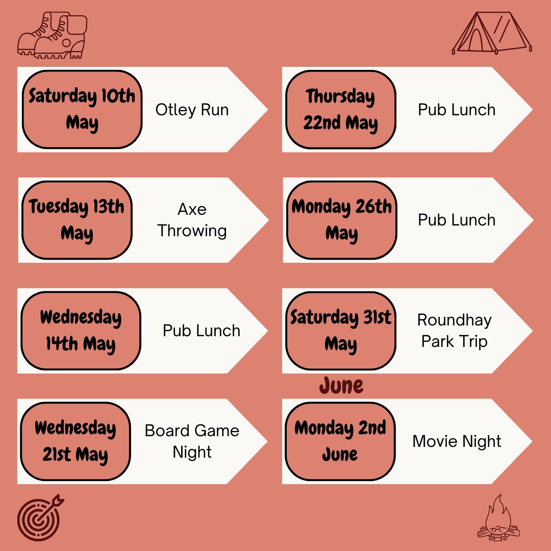 luusag1's tweet photo. It's time for the LUUSAG Semester 2 Social Calendar! As usual, we'll be posting more details for each social closer to the time!

We've included the socials for after the Easter break. The activity of these is subject to change but dates are unlikely to https://t.co/rEtUpt7iB7