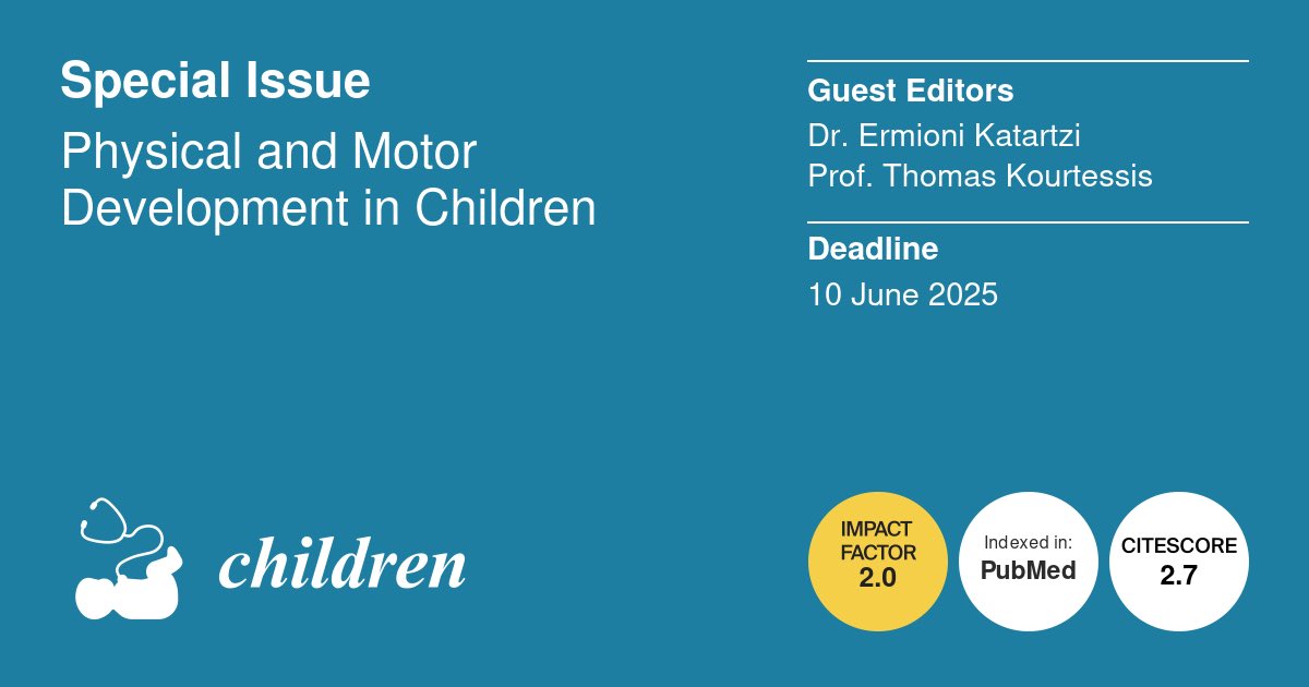 phed_professor's tweet photo. Call for Papers 
Physical and Motor Development in Children @nonikat67 https://t.co/RyFx2VA0BE