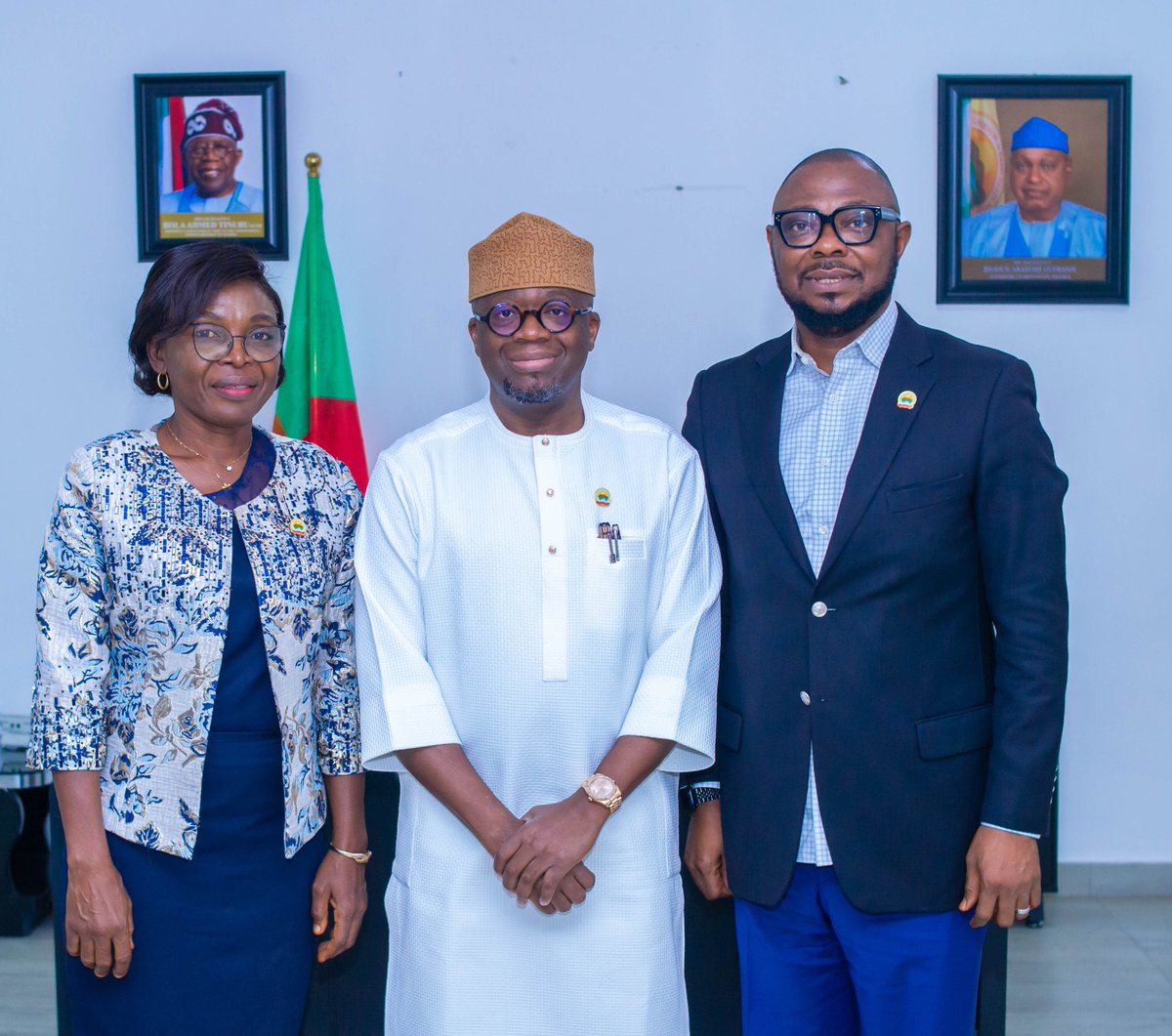 Earlier today, the Ministry of Youth Development, under my leadership, paid a courtesy visit to the newly appointed Chief of Staff, Mr. Niyi Adebayo, to formally congratulate him on his well-deserved appointment.