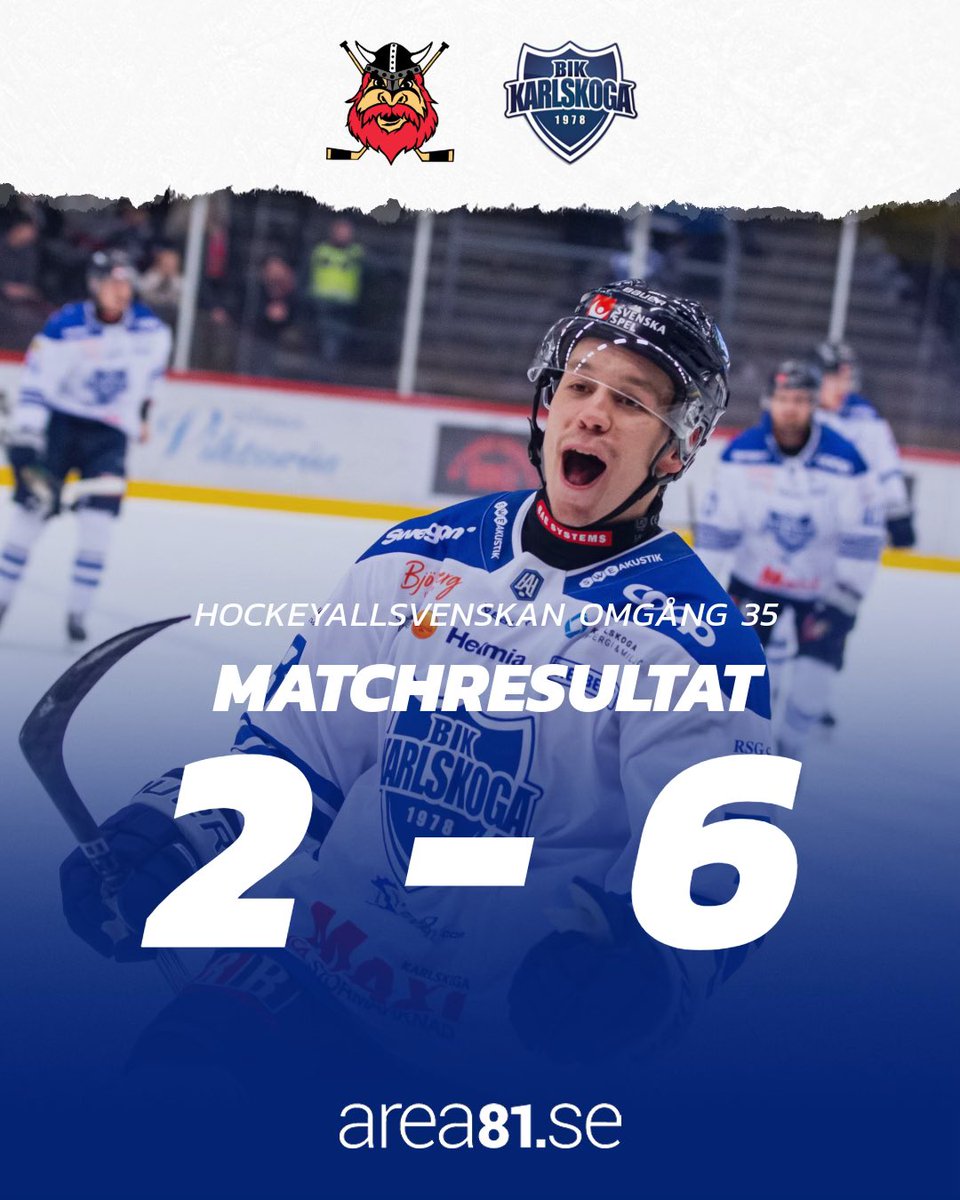 SERIELEDNING!

Bofors kniper sjätte raka vinsten när man besegrar Nybro på bortaplan med 6-2🚂 

Målskyttar för BIK är Viktor Lennartsson, Leevi Viitala, Hugo Lejon, Theodor Pistek, Eskild Bakke Olsen och Jesper Norbäck.

#BIKKarlskoga #StoltaBIKARE

📸: Maria Gardstig