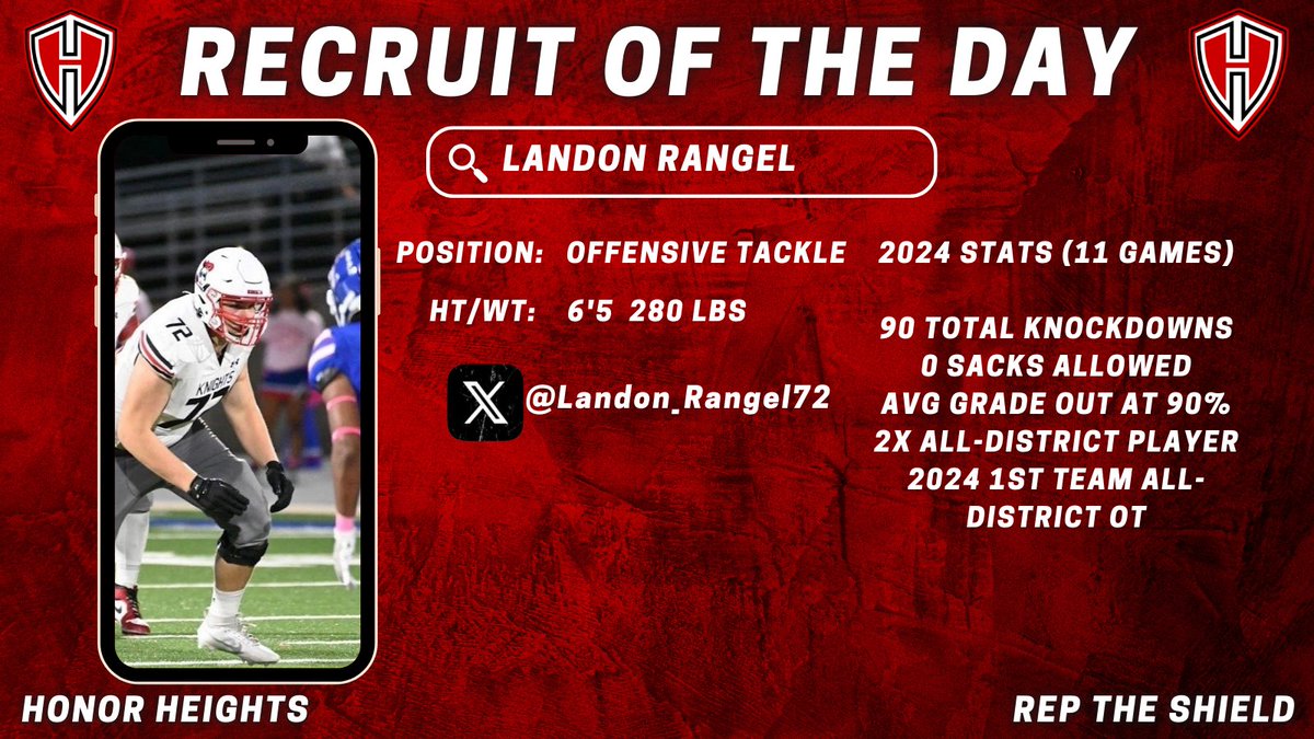 RecruitTheShield (@recruitheights) on Twitter photo EL1TE athlete on the OL💯 Long / Powerful frame💪 Ability to dominate in the run & pass😤 1st Team All-District OT🏆 <a href="/HHKnights_FB/">Harker Heights Football</a> <a href="/MarkHum7/">Mark Humble</a> <a href="/coach_t_ritchie/">Todd Ritchie</a> <a href="/CoachLoganBrock/">Logan Brock</a> <a href="/coachrebbrock/">coachrebbrock</a> <a href="/JDMarrow/">JD Marrow</a> <a href="/KilleenISD_/">KISD Sports</a>
hudl.com/video/3/165818…
#RepTheShield🛡️ #HonorHeights⚔️ EL1TE athlete on the OL💯 Long / Powerful frame💪 Ability to dominate in the run & pass😤 1st Team All-District OT🏆 <a href="/HHKnights_FB/">Harker Heights Football</a> <a href="/MarkHum7/">Mark Humble</a> <a href="/coach_t_ritchie/">Todd Ritchie</a> <a href="/CoachLoganBrock/">Logan Brock</a> <a href="/coachrebbrock/">coachrebbrock</a> <a href="/JDMarrow/">JD Marrow</a> <a href="/KilleenISD_/">KISD Sports</a>
hudl.com/video/3/165818…
#RepTheShield🛡️ #HonorHeights⚔️