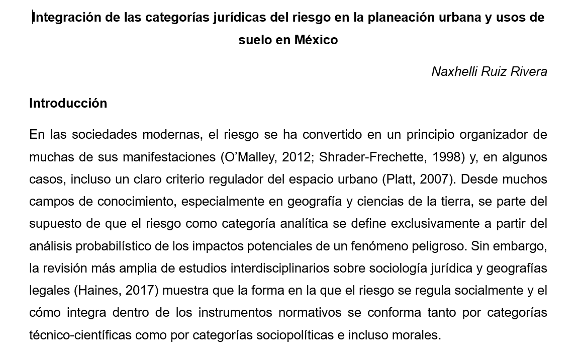 Naxhelli (@naxhelli) on Twitter photo Quiero compartir con ustedes el trabajo que estoy escribiendo en el <a href="/IISJOnati/">IISJ-IISL Oñati</a>, un centro especializado en sociología jurídica, sobre la integración de categorías del riesgo en los usos de suelo en México.
Abro breve 🧶 Quiero compartir con ustedes el trabajo que estoy escribiendo en el <a href="/IISJOnati/">IISJ-IISL Oñati</a>, un centro especializado en sociología jurídica, sobre la integración de categorías del riesgo en los usos de suelo en México.
Abro breve 🧶