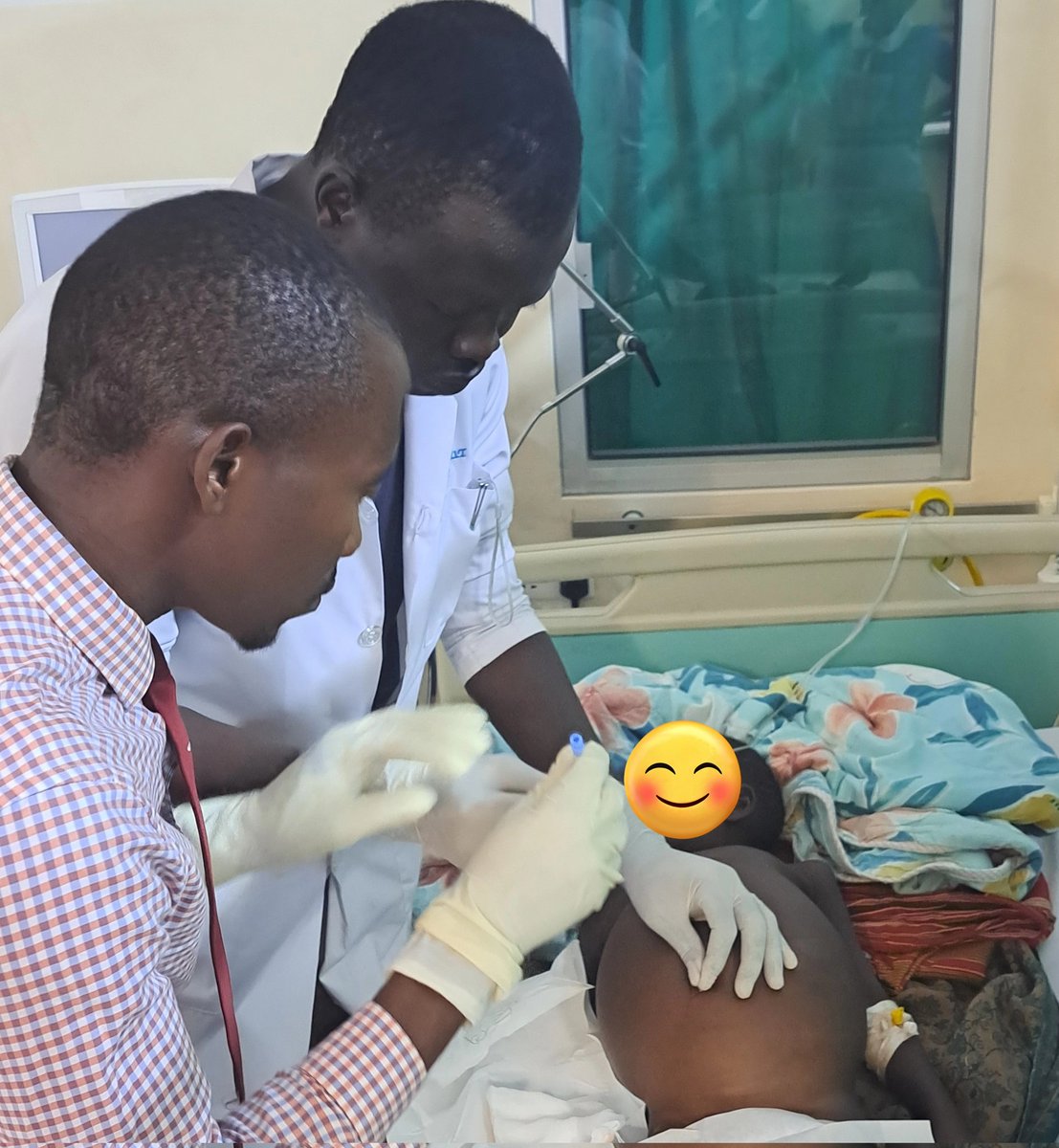 I am incredibly proud of this intern, Dr. Ecuut, who has made remarkable strides in PD &amp; catheter placement. In this photo, Dr. Ecuut successfully placed the catheter &amp; performed dialysis on a critically ill 8y/F. Thanks to this effort, the child is now on the path to recovery