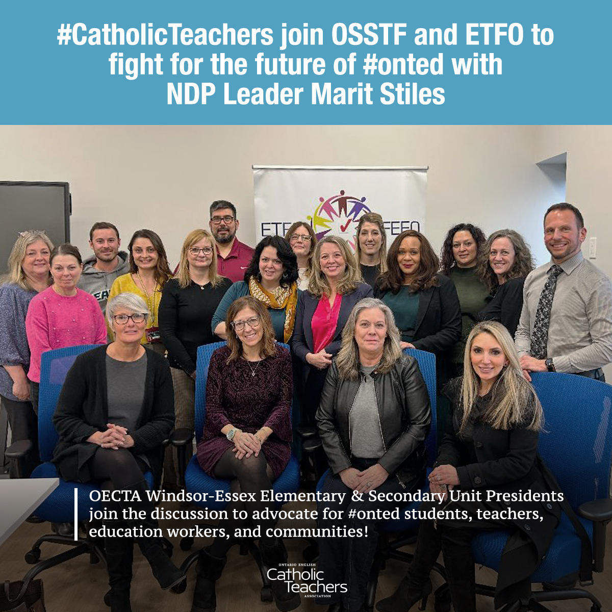 Solidarity!✊
#CatholicTeachers @weeOECTA President Adriana Palamides &amp; @OECTAwes President Jody Meloche joined <a href="/osstf/">OSSTF Communications</a> &amp; <a href="/ETFOeducators/">Elementary Educators</a> to speak up for students and publicly funded education!

Thank you <a href="/MaritStiles/">Marit Stiles</a>, <a href="/LGretzky/">Lisa Gretzky</a>, &amp; @Hall_Grey for your time and commitment to #OntEd!