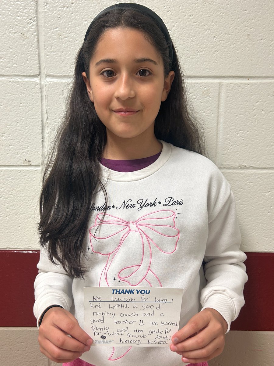 #thanksCCSD gives students the opportunity to share how a teacher or staff member has made a positive difference in their life!  Here’s one from R.M. Moore ES STEM Academy fifth-grader Kimberly Herrera to teacher Emily Lawson. #CCSDElevateTheExcellence cherokeek12.net/divisions/comm…