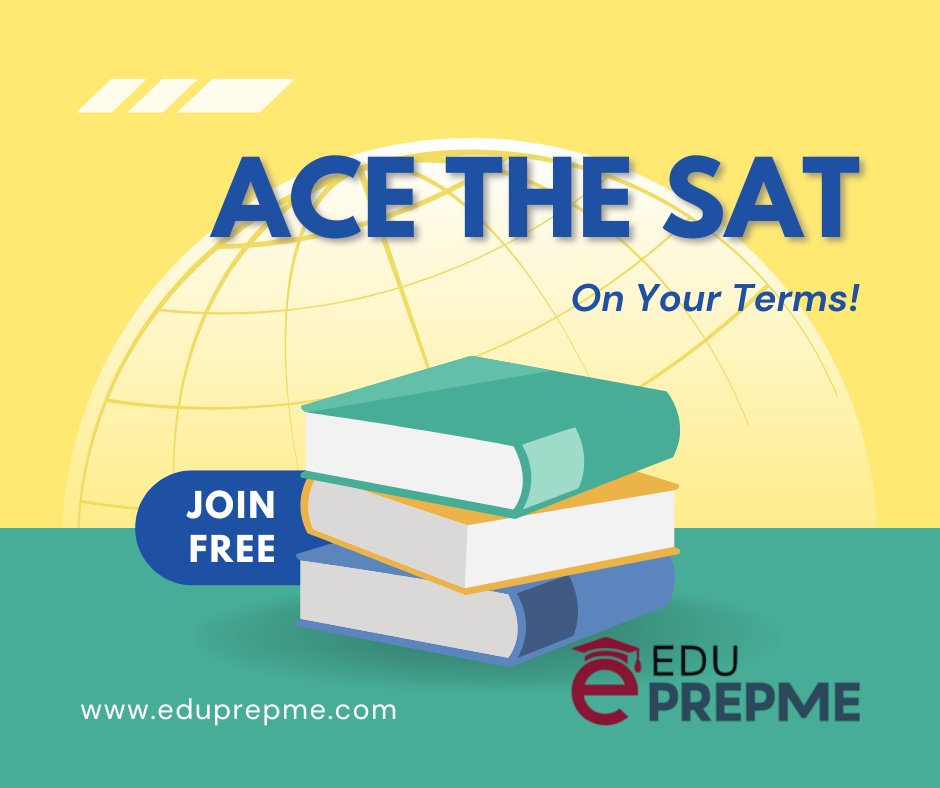 EduPrepMe's tweet photo. Study on YOUR terms with EduPrepMe’s flexible, personalized SAT prep—anytime, anywhere! Start preparing smarter today: https://t.co/dAzkg8SGmr #StudyYourWay #SATPrepSimplified #EduPrepMe https://t.co/lyFhXrZIBE