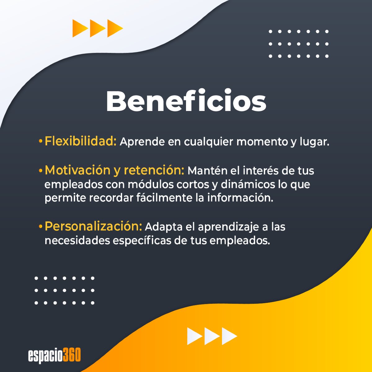 espacio360mx's tweet photo. Microlearning: La clave para un aprendizaje efectivo y rápido💡⌛️
Descubre como con espacio360 puedes crear capsulas de aprendizaje cortas y lograr grandes resultados. 

#Microlearning #espacio360 #eLearning #Capacitacion #CapacitacionCorporativa #Aprendizaje https://t.co/2ZfGlJEpsC