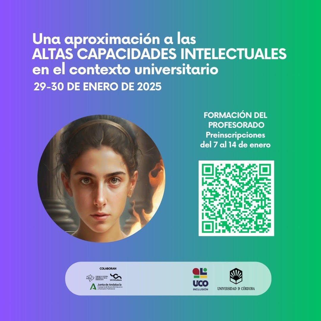 Facultad de Ciencias de la Educación y Psicología (@fcep_uco) on Twitter photo 📢 Formación PDI: Altas Capacidades Intelectuales en el Contexto Universitario (2.ª Edición)
Último día para inscribirte. ¡Aprovecha esta oportunidad! <a href="/UNEI_uco/">UCO Inclusiva</a> 📢 Formación PDI: Altas Capacidades Intelectuales en el Contexto Universitario (2.ª Edición)
Último día para inscribirte. ¡Aprovecha esta oportunidad! <a href="/UNEI_uco/">UCO Inclusiva</a>