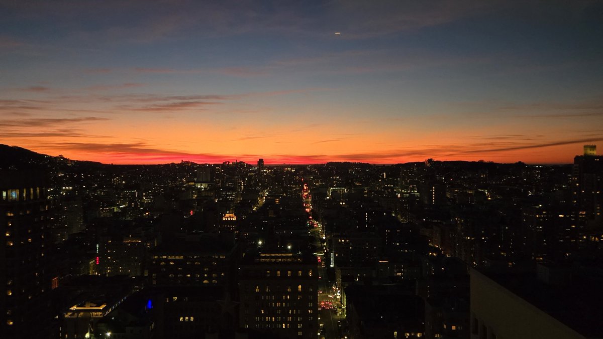 Sunset at #jpm25. With the frenetic pace of the week, a nice reminder to take a breath and appreciate how lucky we are to be here. #biotech
