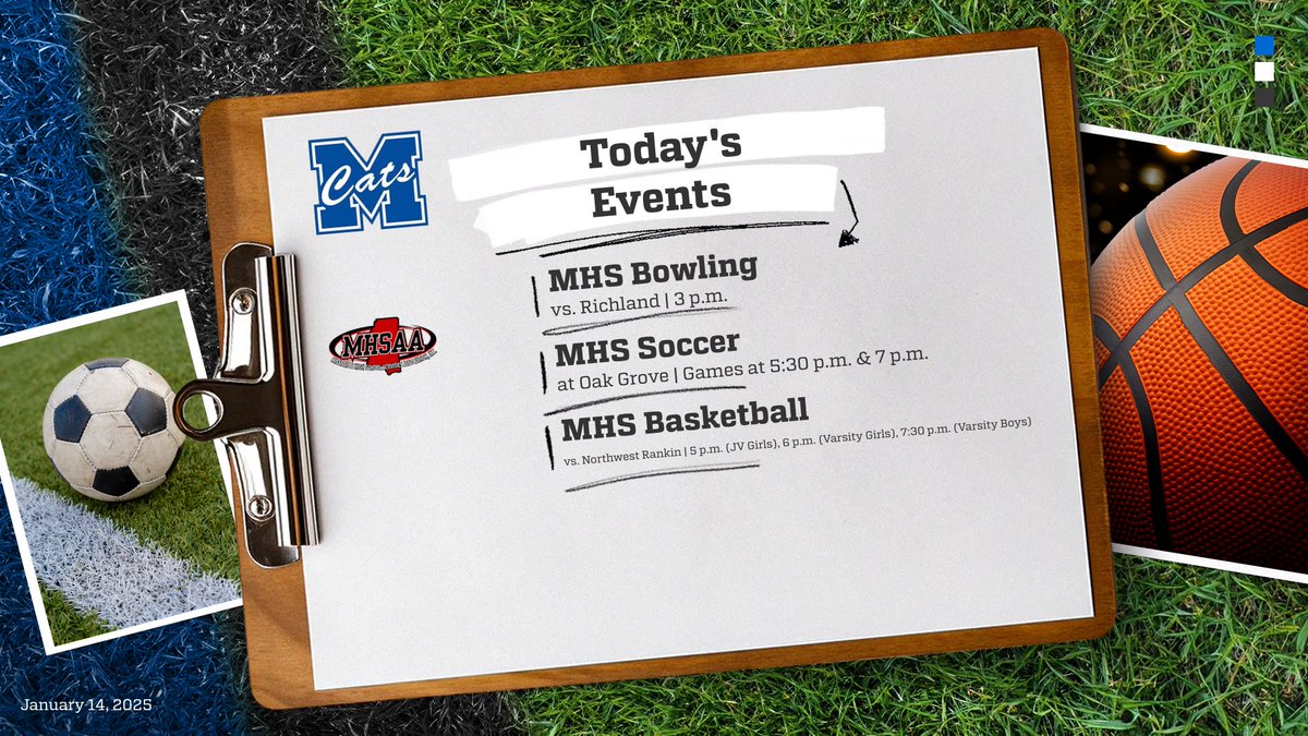 A look at today's schedule in MPSD Athletics! #wearemeridian
