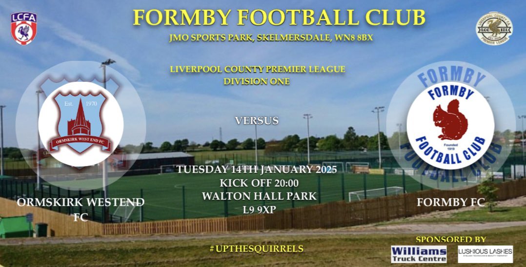 Back at it tonight with a little Tuesday night game of football v Ormskirk Westend Fc at Walton Hall Park, 20:00 kick off 
💛💙💛
#upthesquirrels🐿️