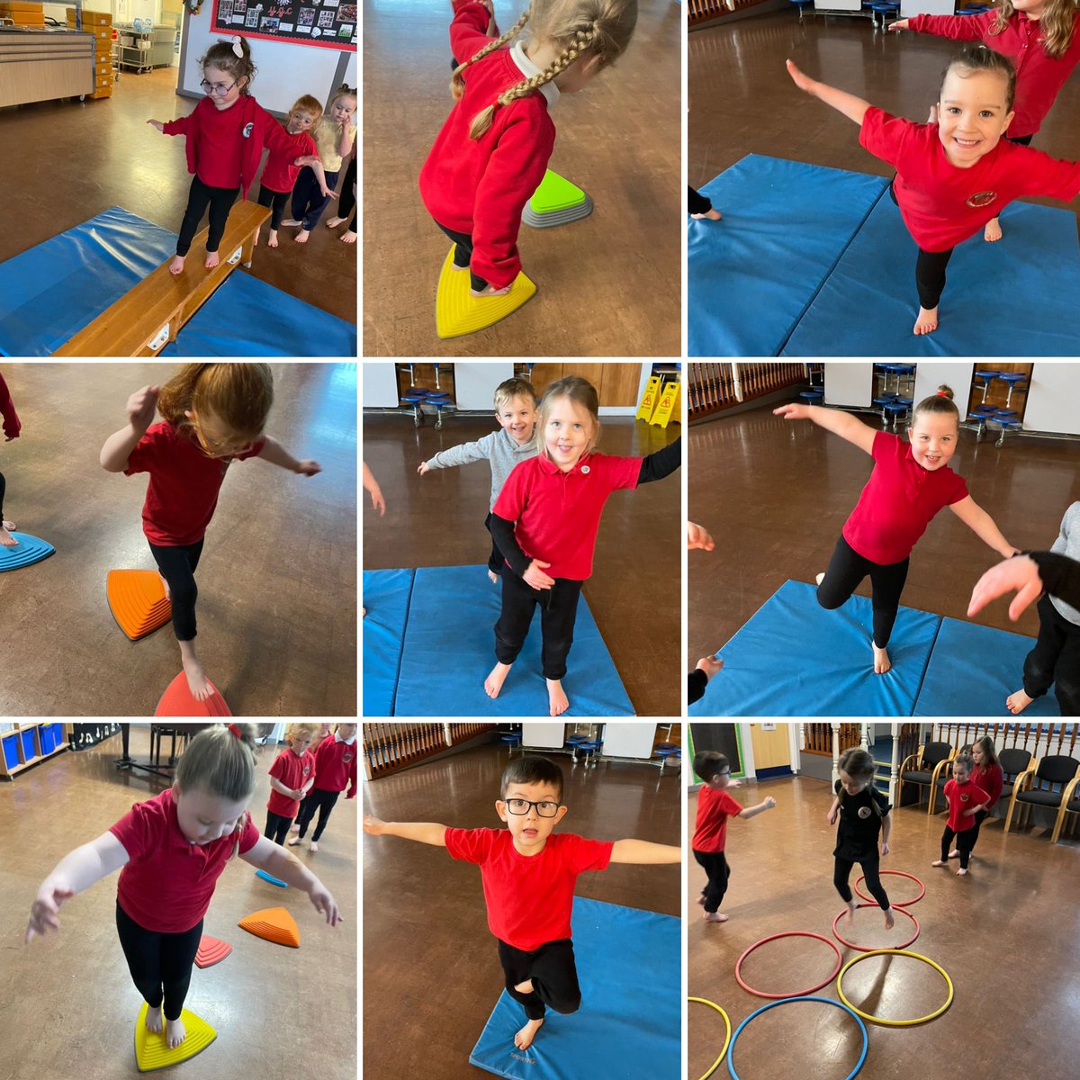 YGCwmbran's tweet photo. #DosbDewiSant Dyma’r plant yn canolbwyntio ar gydbwysedd yn ein gwers ymarfer corff heddiw. / The children concentrated on their balance during our P.E. lesson today. #Addgorffygc https://t.co/ODesfTHjNL