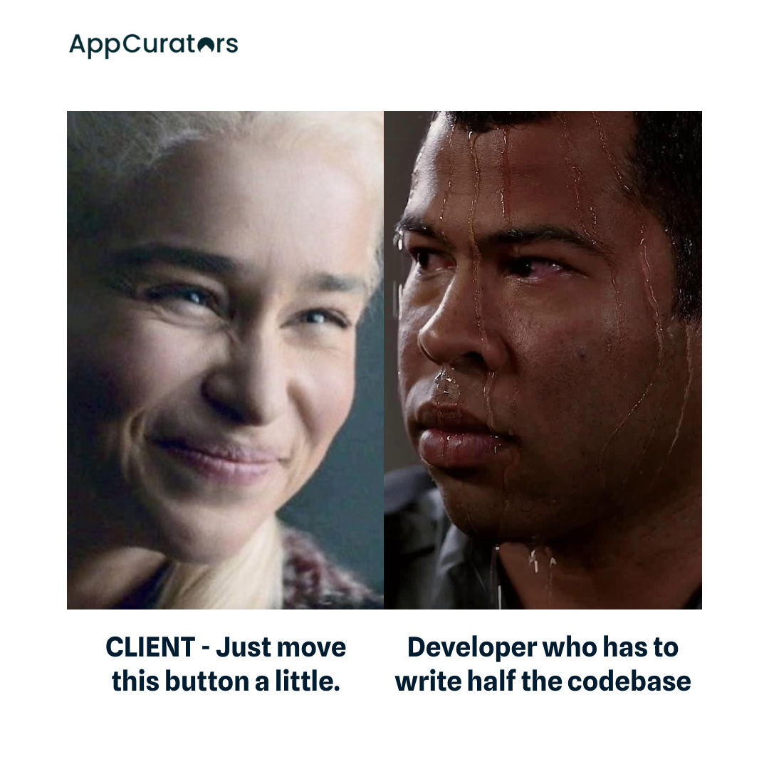 App_Curators's tweet image. When &apos;small change&apos; feels like rebuilding the Great Wall... but in code.😅💻🔥

#ClientLogic #DeveloperStruggles #JustASmallChange #TechHumor